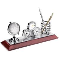 Настольный прибор «Детройт»: глобус, часы, термометр, гигрометр, подставка под ручки