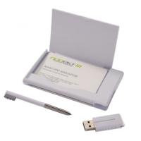 Футляр для визиток с авторучкой и USB-флеш-картой, белый, 2 Гб