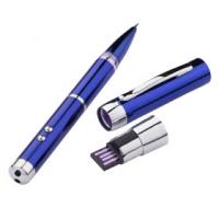 USB-флеш-карта с ручкой, фонариком и лазерной указкой, синяя, 8 Гб